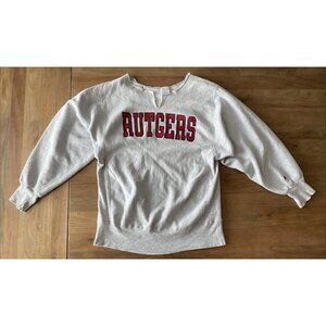 Vintage 80s Champion Reverse Weave Sweatshirt Size XL Rutgers University Gray